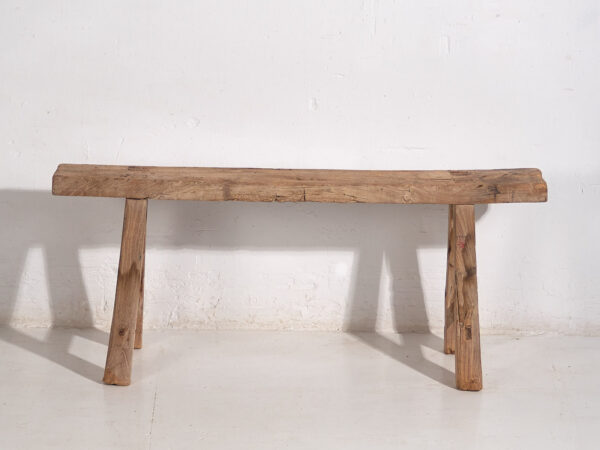 Banqueta antigua de madera maciza (c.1870) #30