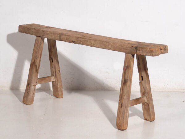Banqueta antigua de madera maciza (c.1870) #30