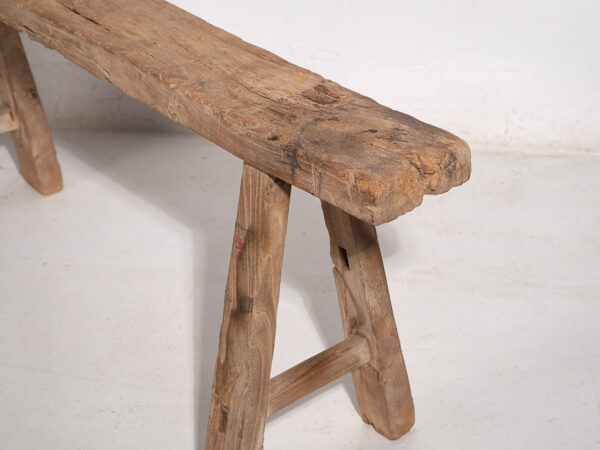 Banqueta antigua de madera maciza (c.1870) #30