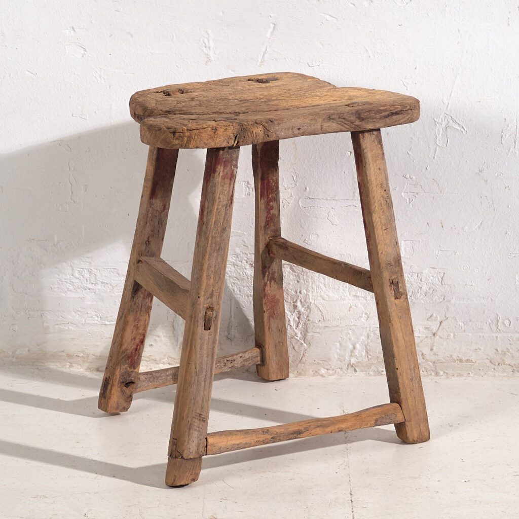 Tabouret ancien de style wabi sabi (c.1900) #9