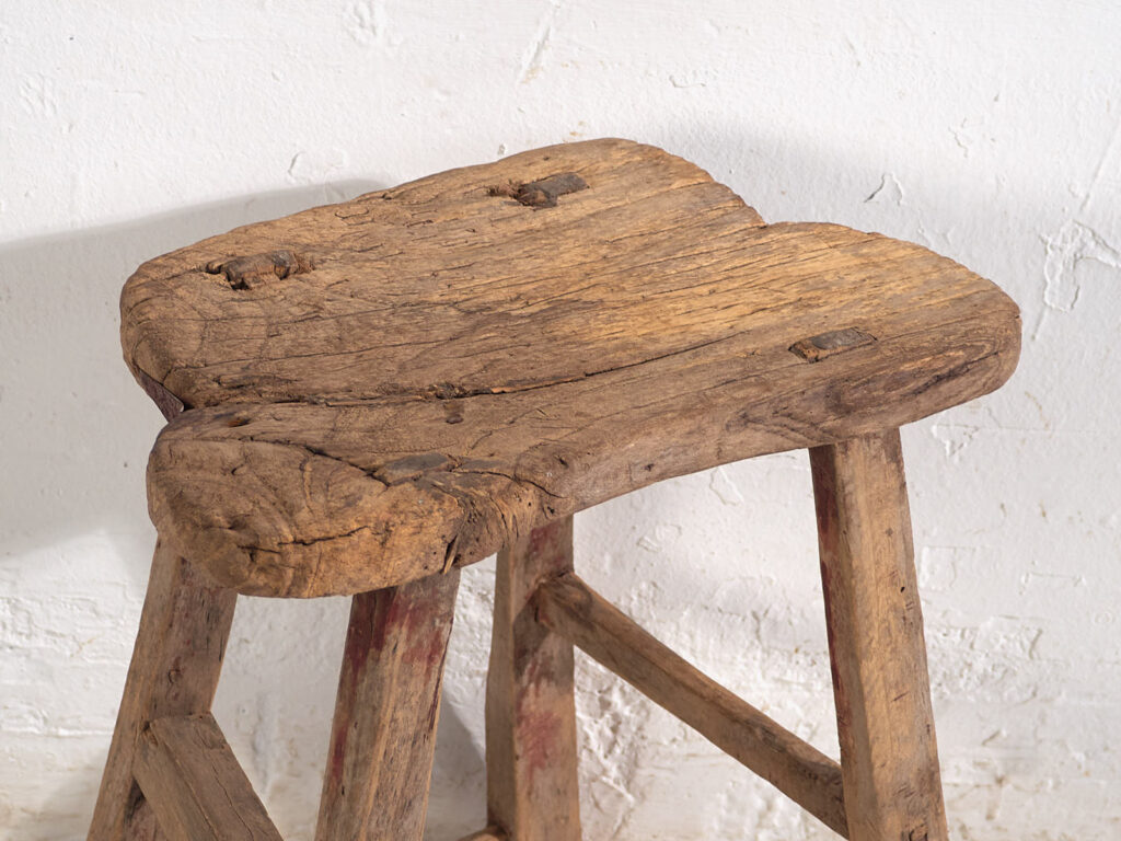 Tabouret ancien de style wabi sabi (c.1900) #9