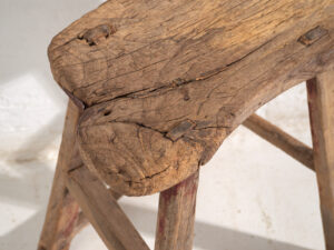 Tabouret ancien de style wabi sabi (c.1900) #9
