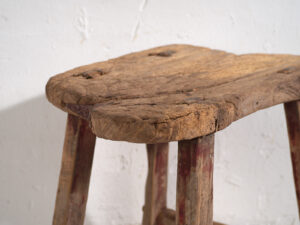 Tabouret ancien de style wabi sabi (c.1900) #9