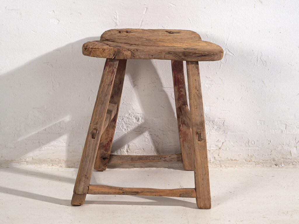 Tabouret ancien de style wabi sabi (c.1900) #9