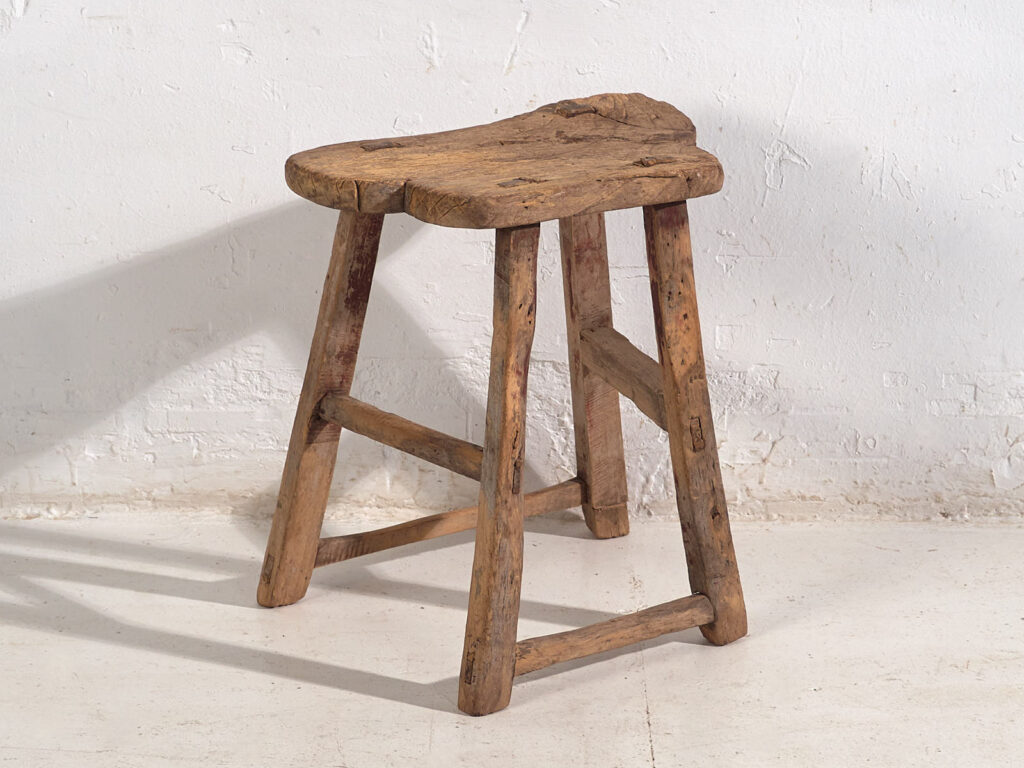 Tabouret ancien de style wabi sabi (c.1900) #9