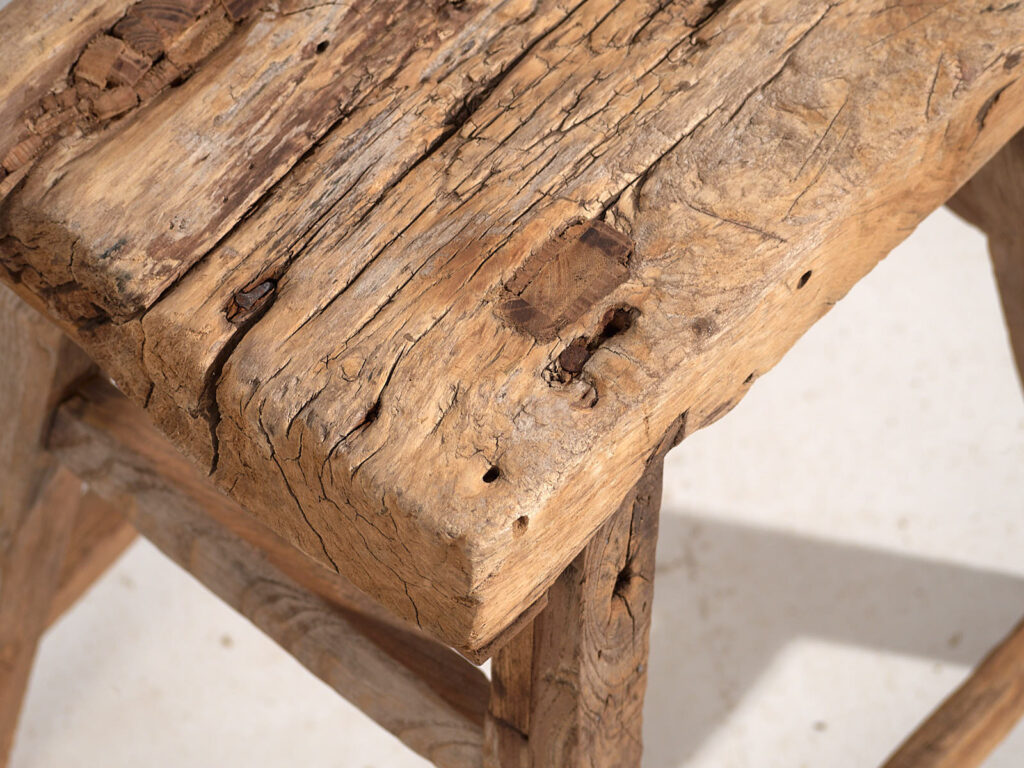 Taburetes antiguos de madera maciza (c.1900). Conjunto de 2 piezas #2