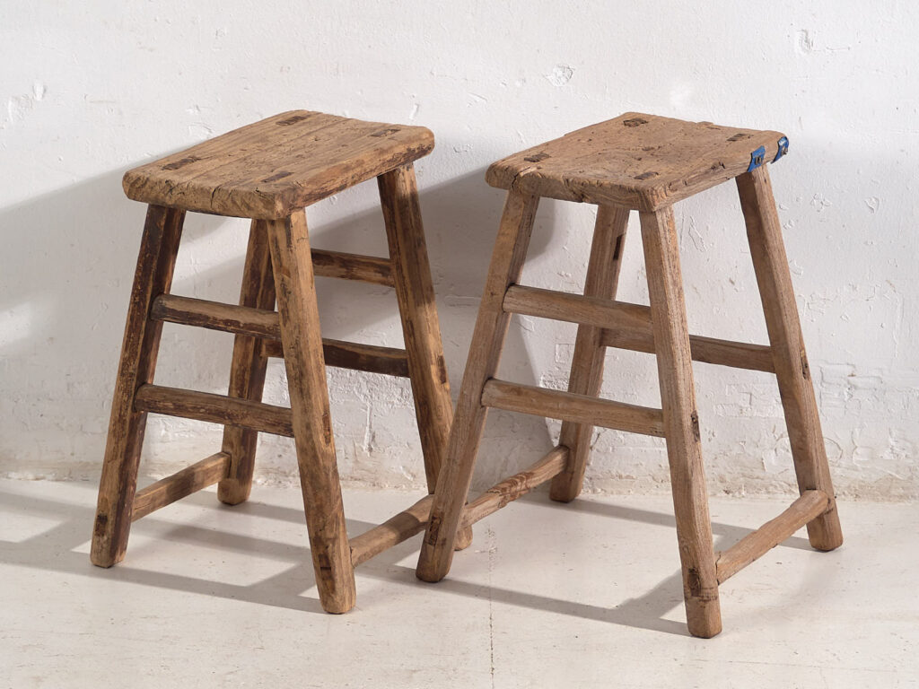 Pareja de taburetes antiguos para mesitas de noche (c.1900). Conjunto de 2 piezas #3