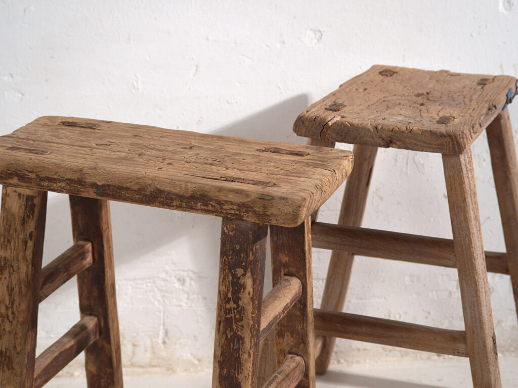 Pareja de taburetes antiguos para mesitas de noche (c.1900). Conjunto de 2 piezas #3