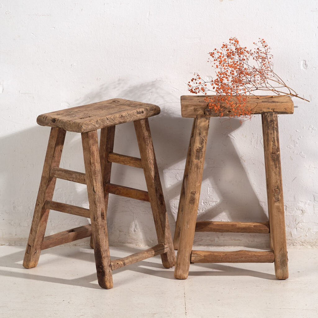 Taburetes asiáticos antiguos (c.1900). Conjunto de 2 piezas #4