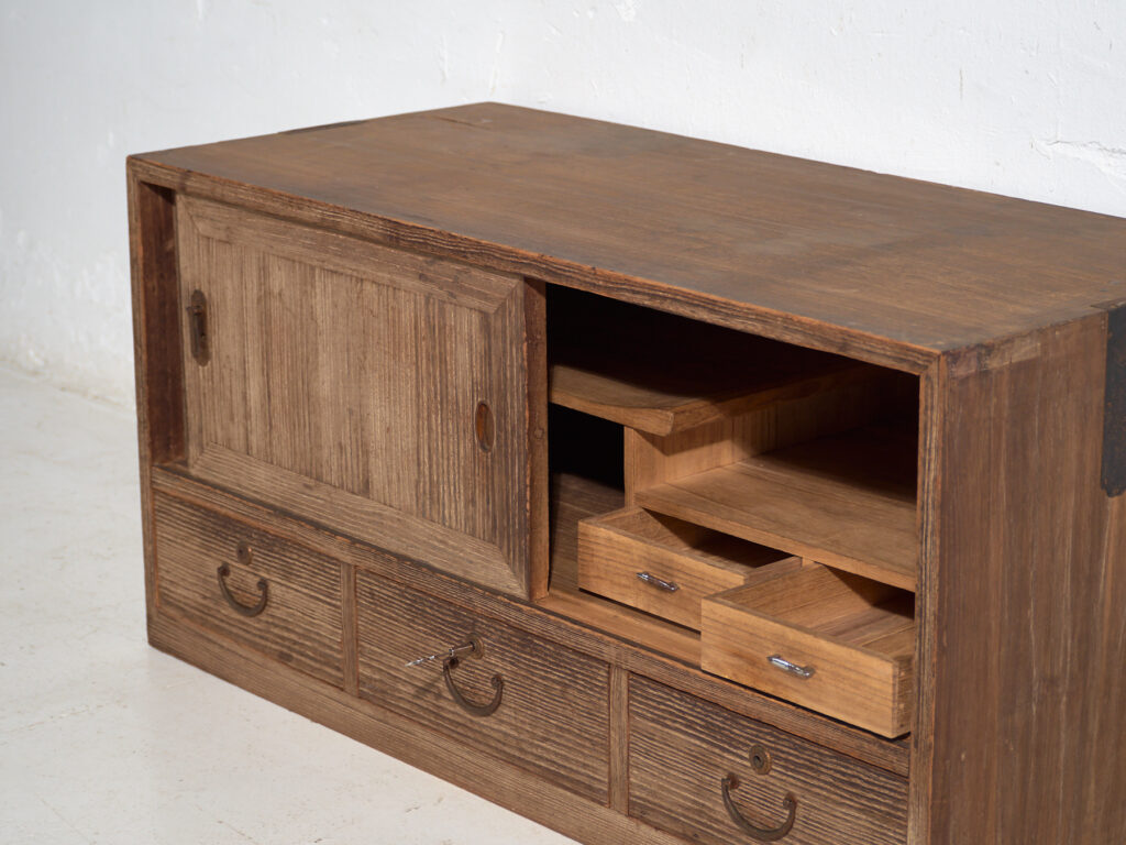 Armario bajo con puertas correderas antiguo - Periodo Taishō / Showa (c.1920-1970) #9