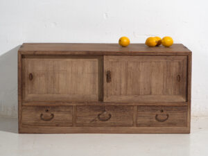 Armario bajo con puertas correderas antiguo - Periodo Taishō / Showa (c.1920-1970) #9