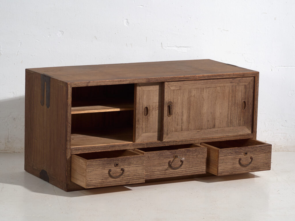 Armario bajo con puertas correderas antiguo - Periodo Taishō / Showa (c.1920-1970) #9