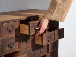 Aparador de farmacia kusuri tansu japonés antiguo - Periodo Taishō / Showa (c.1920-1945) #95