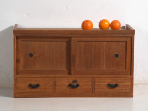 Mueble bajo antiguo con puertas correderas – Periodo Taishō / Showa (c.1920-1970) #12