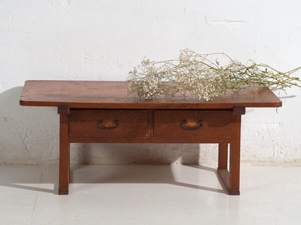 Mesa baja japonesa antigua con cajones - Periodo Showa (c.1926-1970) #65