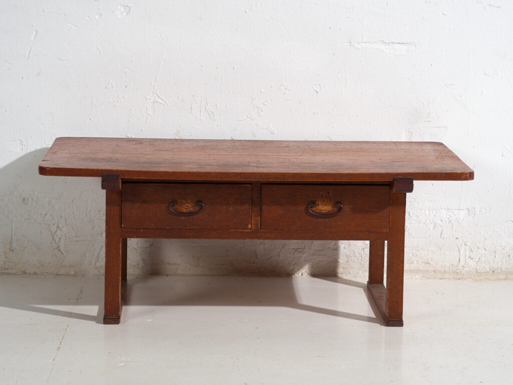 Mesa baja japonesa antigua con cajones - Periodo Showa (c.1926-1970) #65