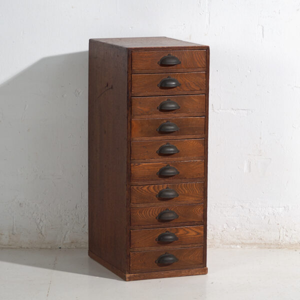 Cajonera japonesa de 10 cajones en madera – Periodo Showa (c.1950–1979)