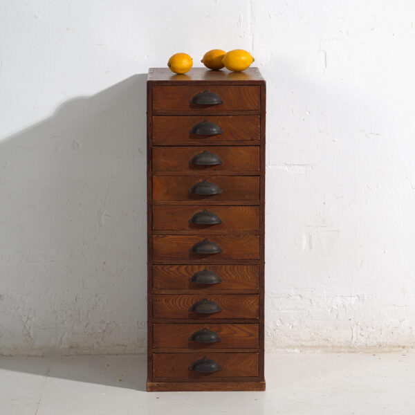 Cajonera japonesa de 10 cajones en madera – Periodo Showa (c.1950–1979)