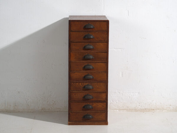 Cajonera japonesa de 10 cajones en madera – Periodo Showa (c.1950–1979)