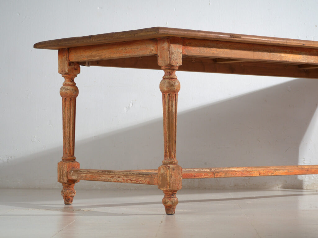 Reclaimed oak dining table – Large rustic European farmhouse table