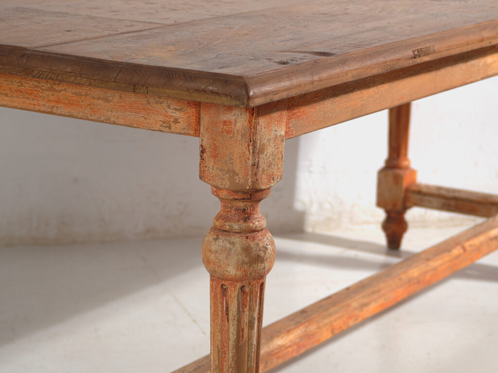 Reclaimed oak dining table – Large rustic European farmhouse table