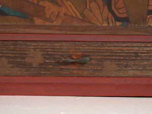 Pequeño mueble japonés con puertas correderas decoradas Kabuki - Periodo Showa temprano, circa 1926–1970