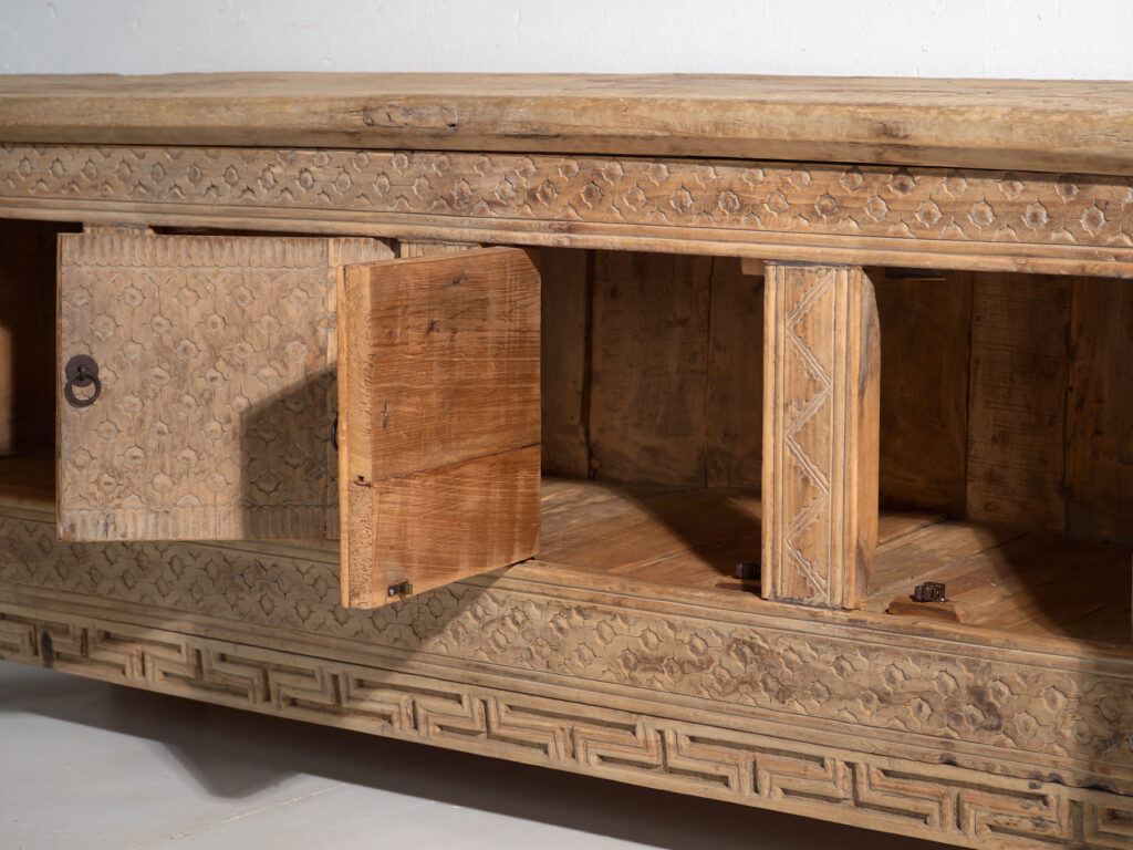 Antique carved low sideboard in pine wood – China, circa 1900