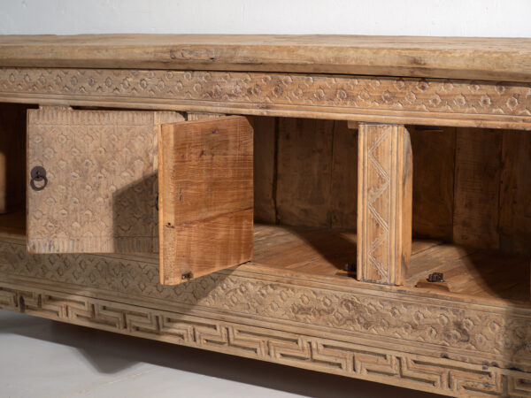 Antique carved low sideboard in pine wood – China, circa 1900