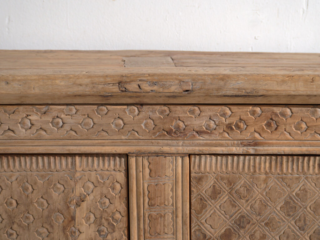 Antique carved low sideboard in pine wood – China, circa 1900