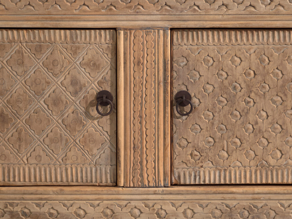 Antique carved low sideboard in pine wood – China, circa 1900