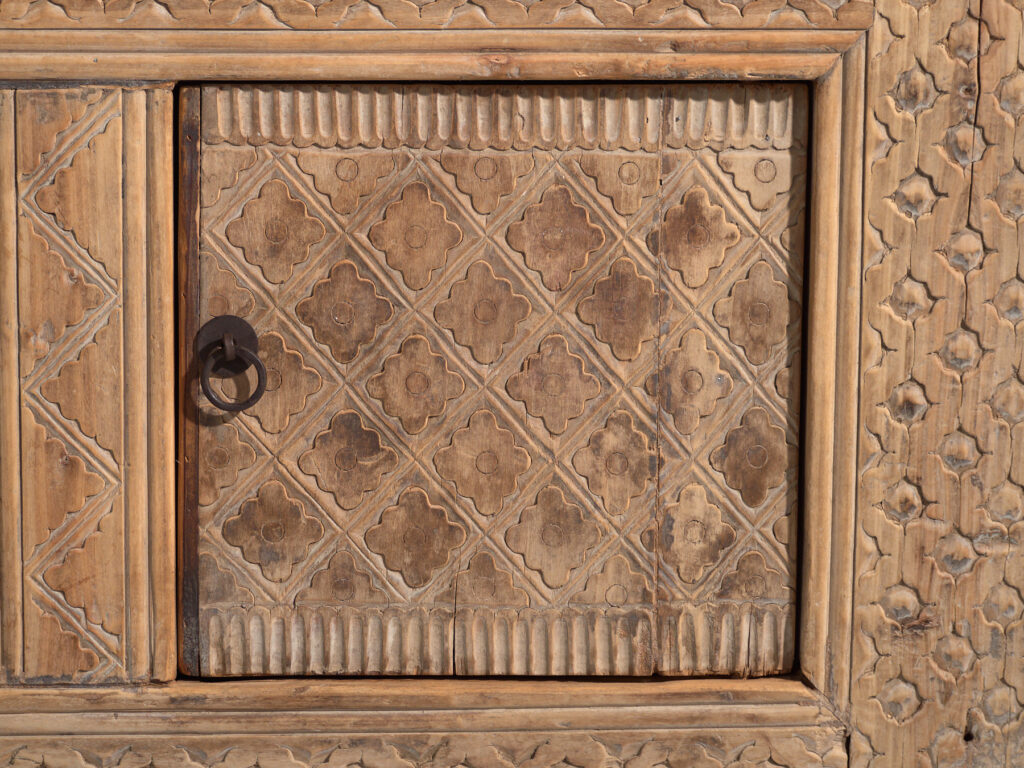 Antique carved low sideboard in pine wood – China, circa 1900