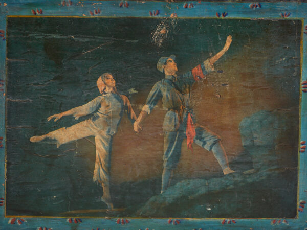 Baúl antiguo chino pintado en madera de pino – China, circa 1900