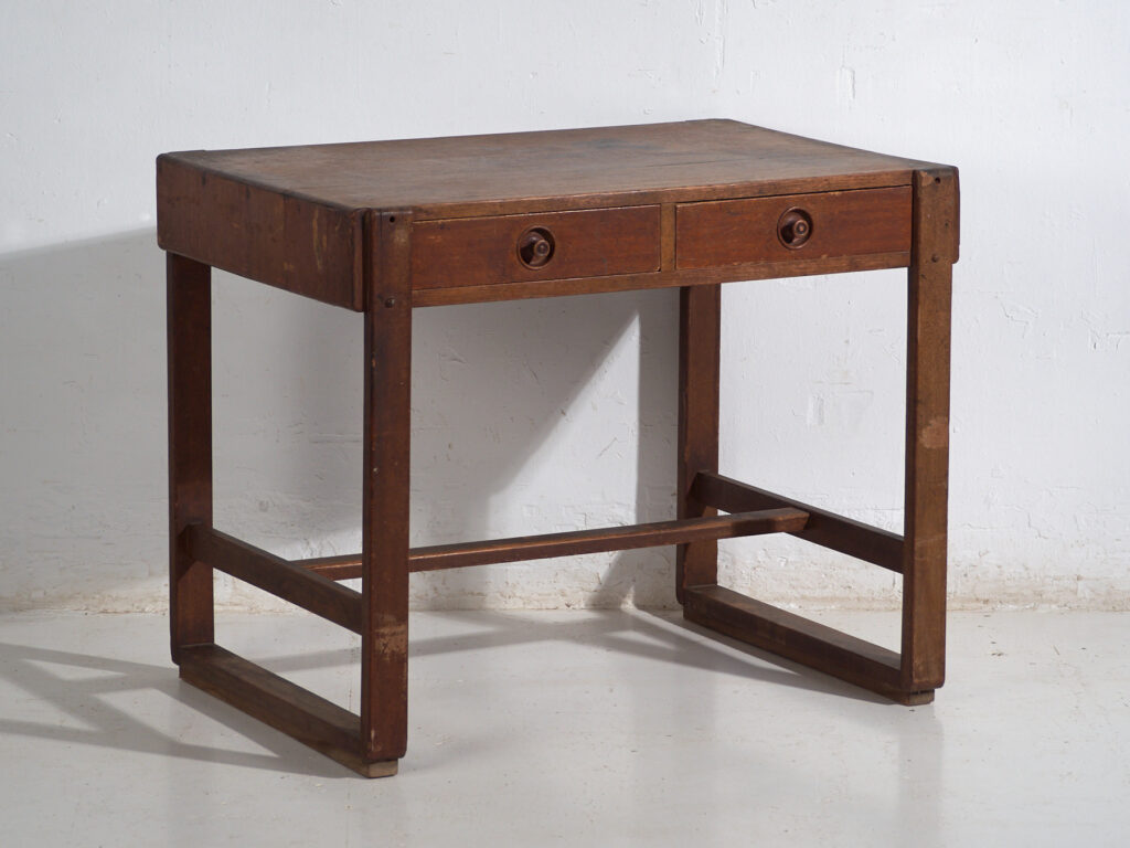 Escritorio japonés antiguo tsukue con dos cajones - Periodo Taishō–Showa (circa 1910–1940)
