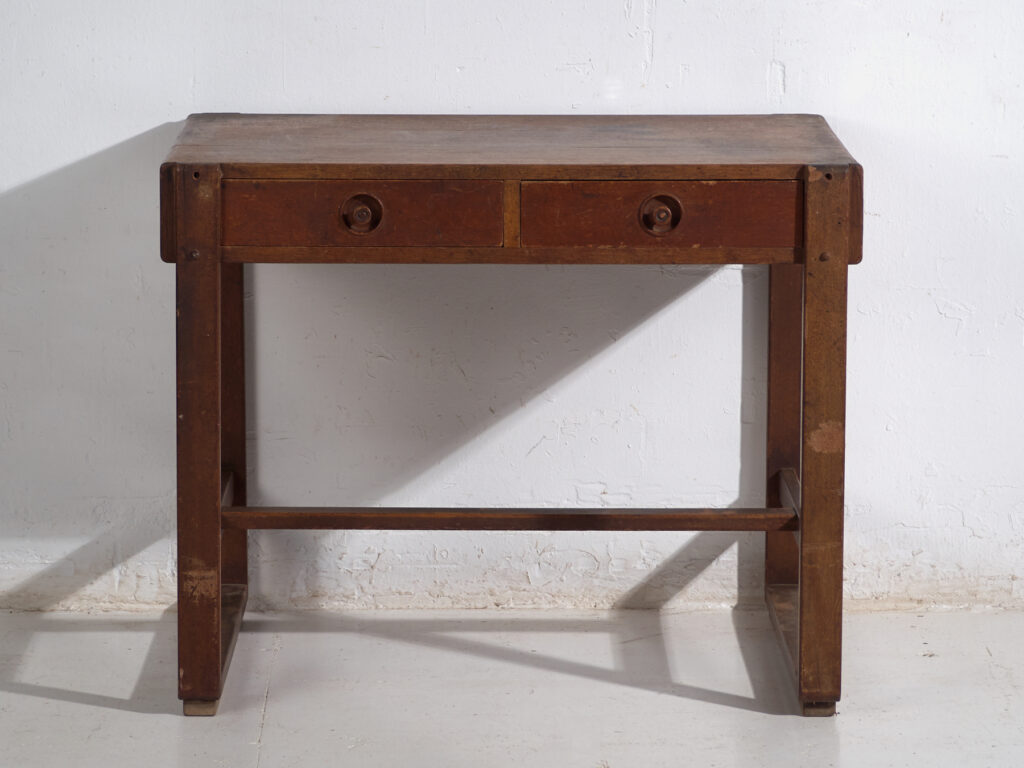 Escritorio japonés antiguo tsukue con dos cajones - Periodo Taishō–Showa (circa 1910–1940)