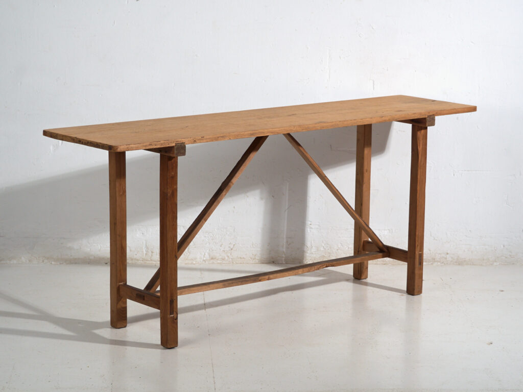 Mesa Japonesa Antigua de Trabajo en Madera Maciza – Consola Wabi Sabi – Periodo Taishō–Showa (c.1910–1950) #2