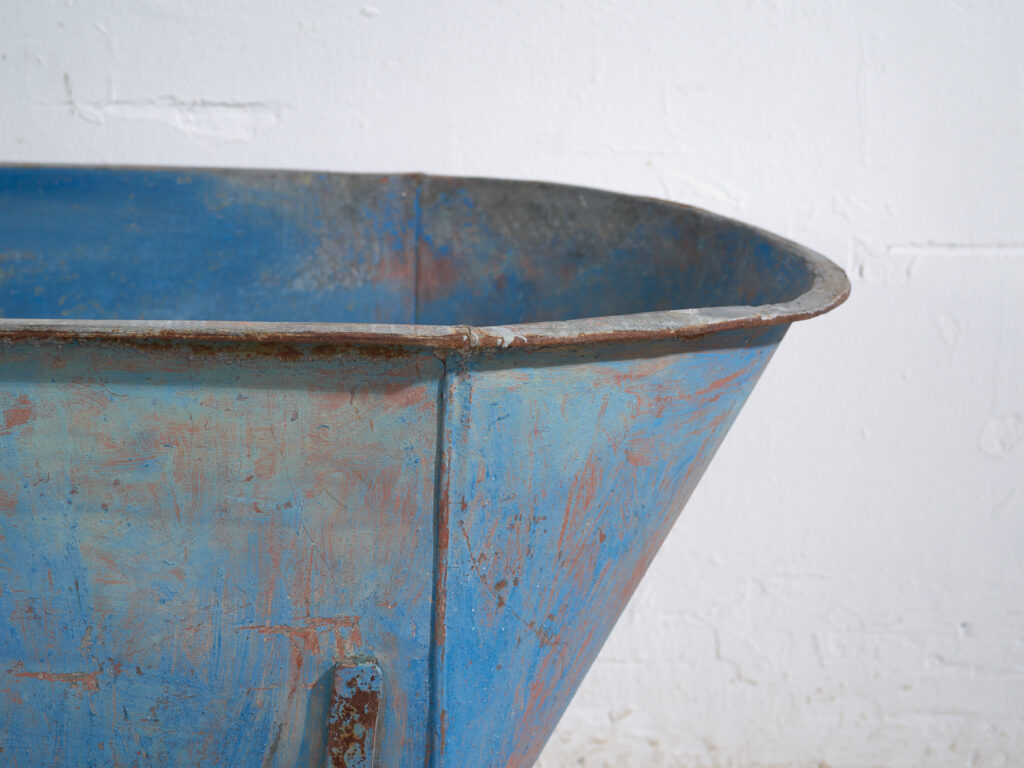 Bañera antigua de zinc galvanizado – Tina industrial europea – circa 1900 #2