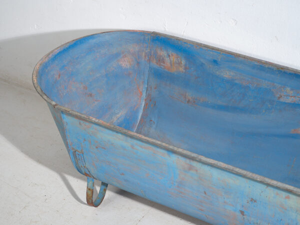 Bañera antigua de zinc galvanizado – Tina industrial europea – circa 1900 #2