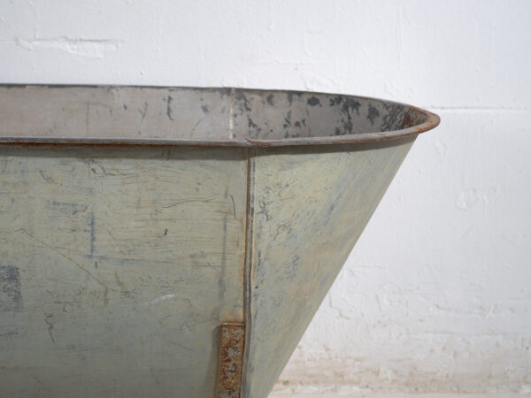 Bañera antigua de zinc galvanizado – Tina industrial europea – circa 1900 #3