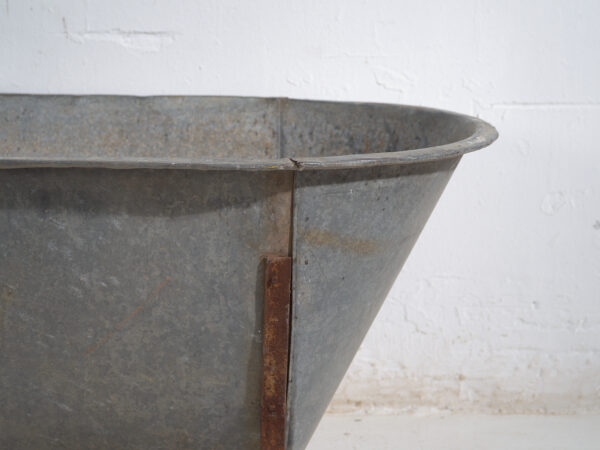 Bañera antigua de zinc galvanizado – Tina industrial europea – circa 1900 #6
