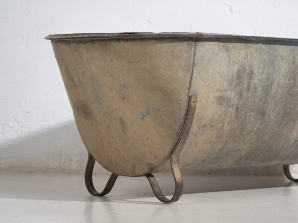 Bañera antigua de zinc galvanizado – Tina industrial europea – circa 1900 #7