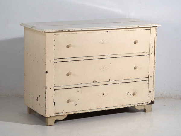 Cómoda antigua de pino pintado – Cajonera rústica europea decapada – circa 1900 #98
