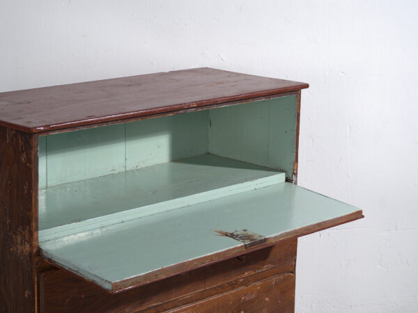 Cómoda secreter antigua de pino – Bureau rústico europeo con tapa abatible – circa 1900