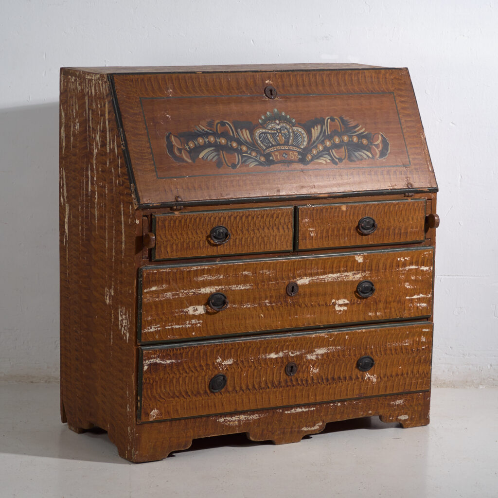 Escritorio abatible sueco pintado antiguo – Bureau folk escandinavo – Año 1783