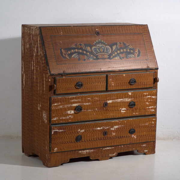 Escritorio abatible sueco pintado antiguo – Bureau folk escandinavo – Año 1783