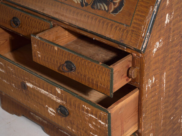 Escritorio abatible sueco pintado antiguo – Bureau folk escandinavo – Año 1783
