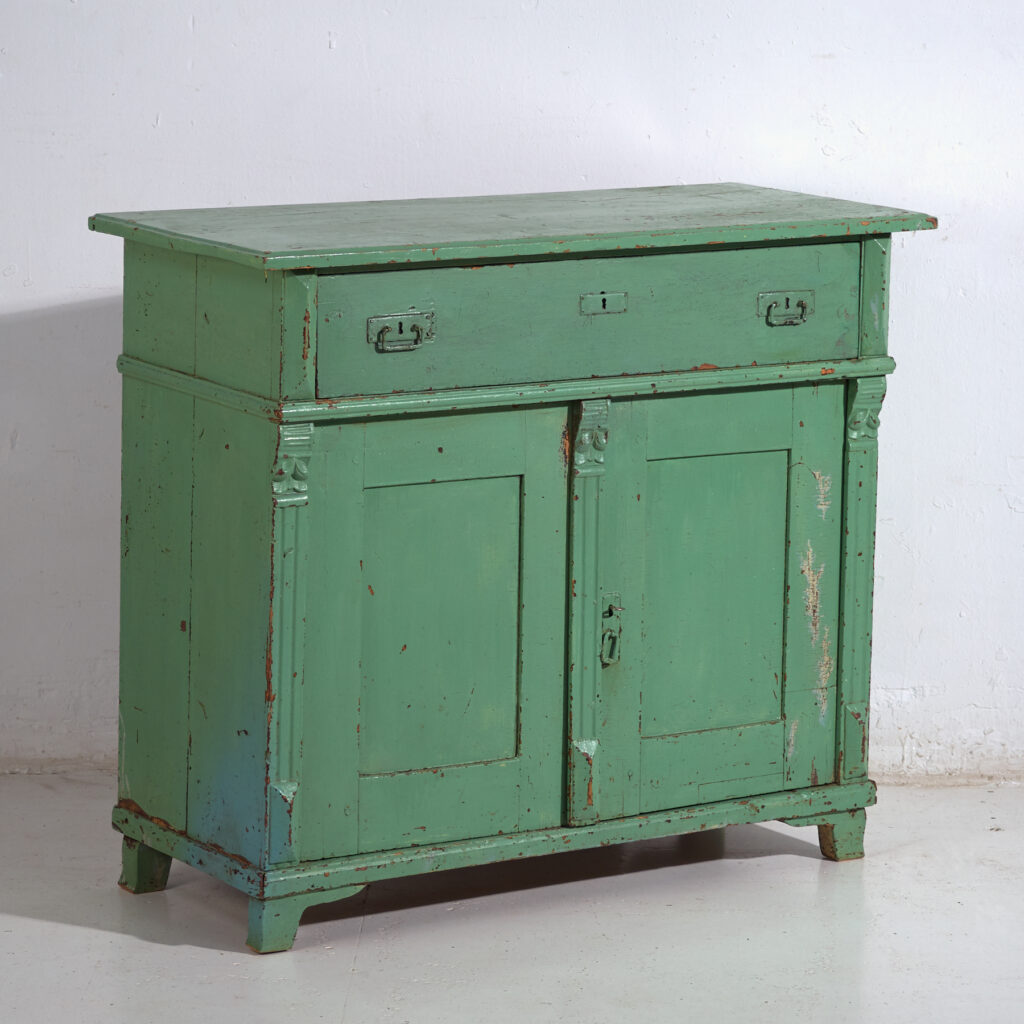 Central European chest of drawers with original green paint – Tyrol, circa 1890