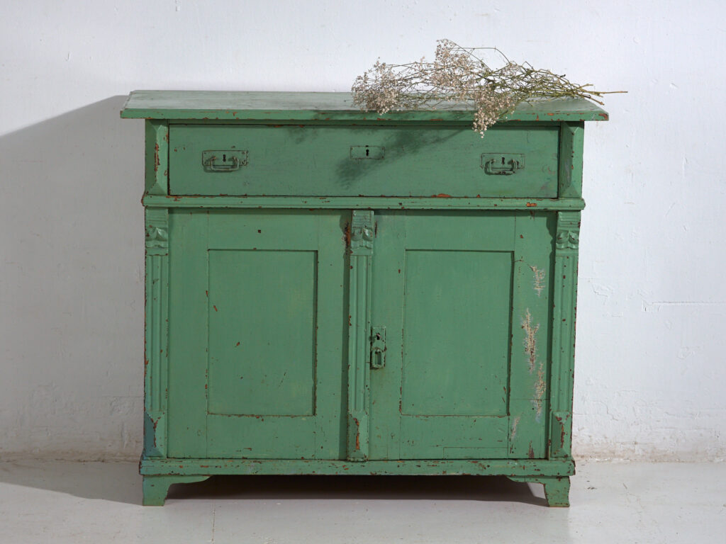 Central European chest of drawers with original green paint – Tyrol, circa 1890