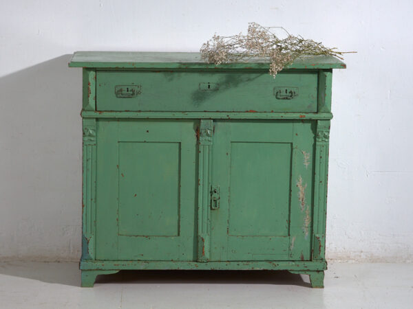 Central European chest of drawers with original green paint – Tyrol, circa 1890