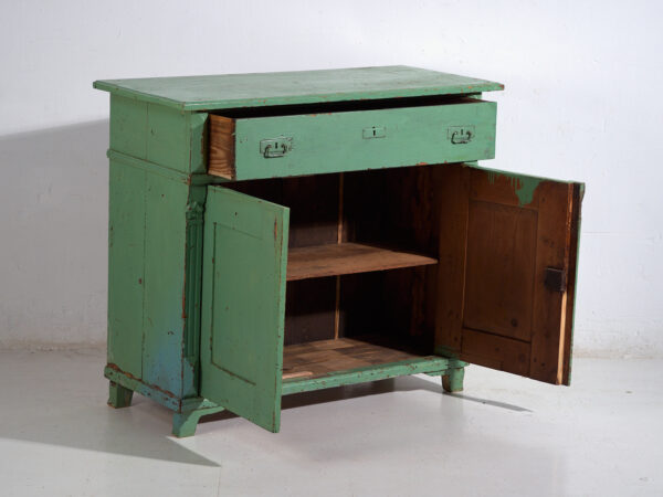 Central European chest of drawers with original green paint – Tyrol, circa 1890