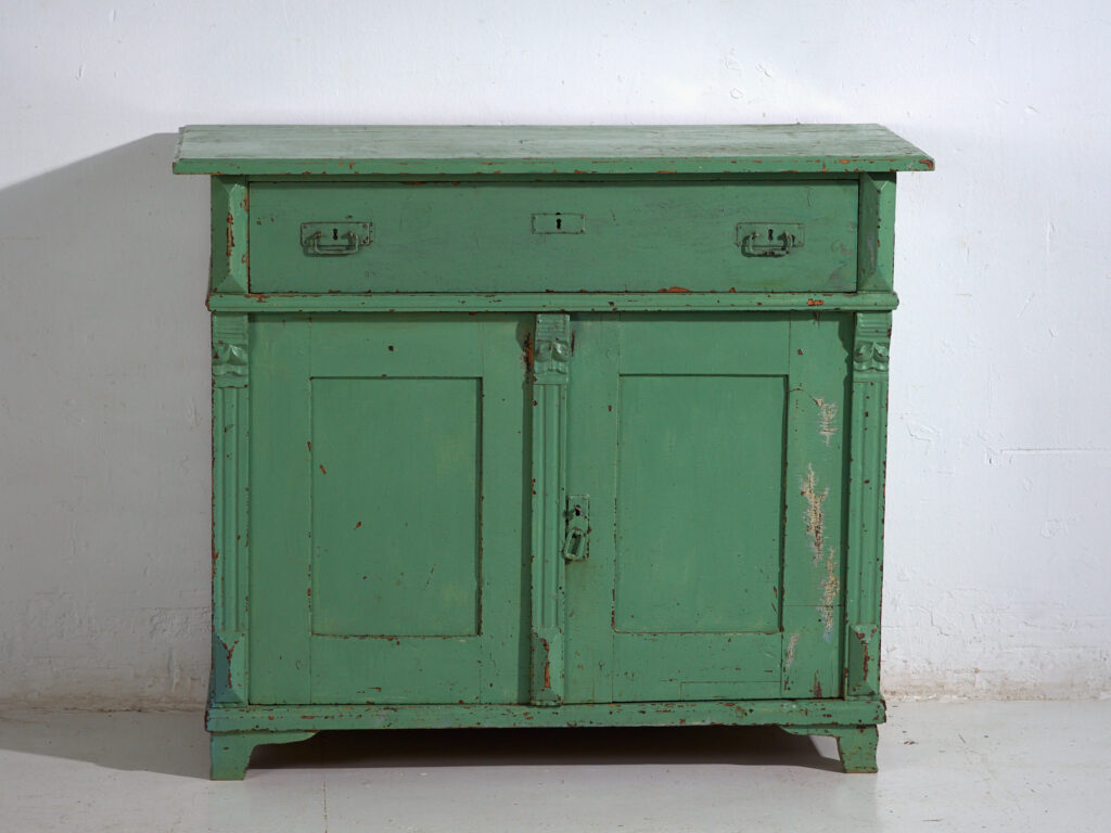 Central European chest of drawers with original green paint – Tyrol, circa 1890